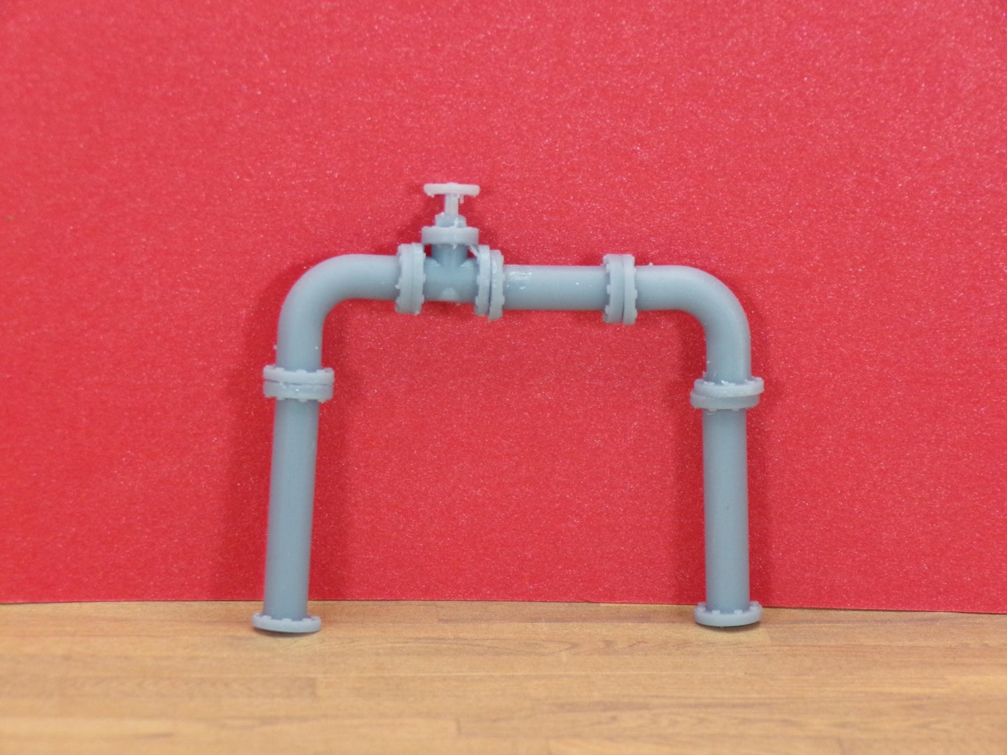 Industrial Water Pipe Set – 1:24 Scale Miniature 4-inch Utility Piping & Valve Assembly - MstrcrftMinis - 1387