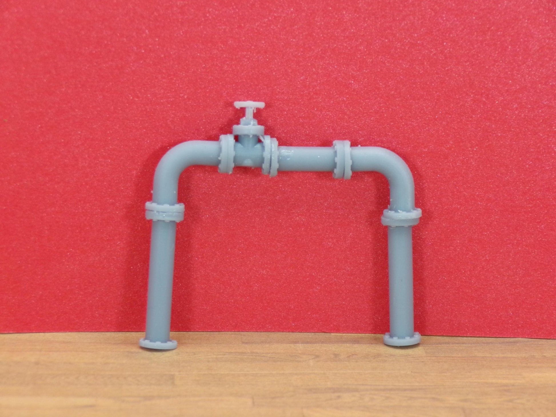 Industrial Water Pipe Set – 1:24 Scale Miniature 4-inch Utility Piping & Valve Assembly - MstrcrftMinis - 1387