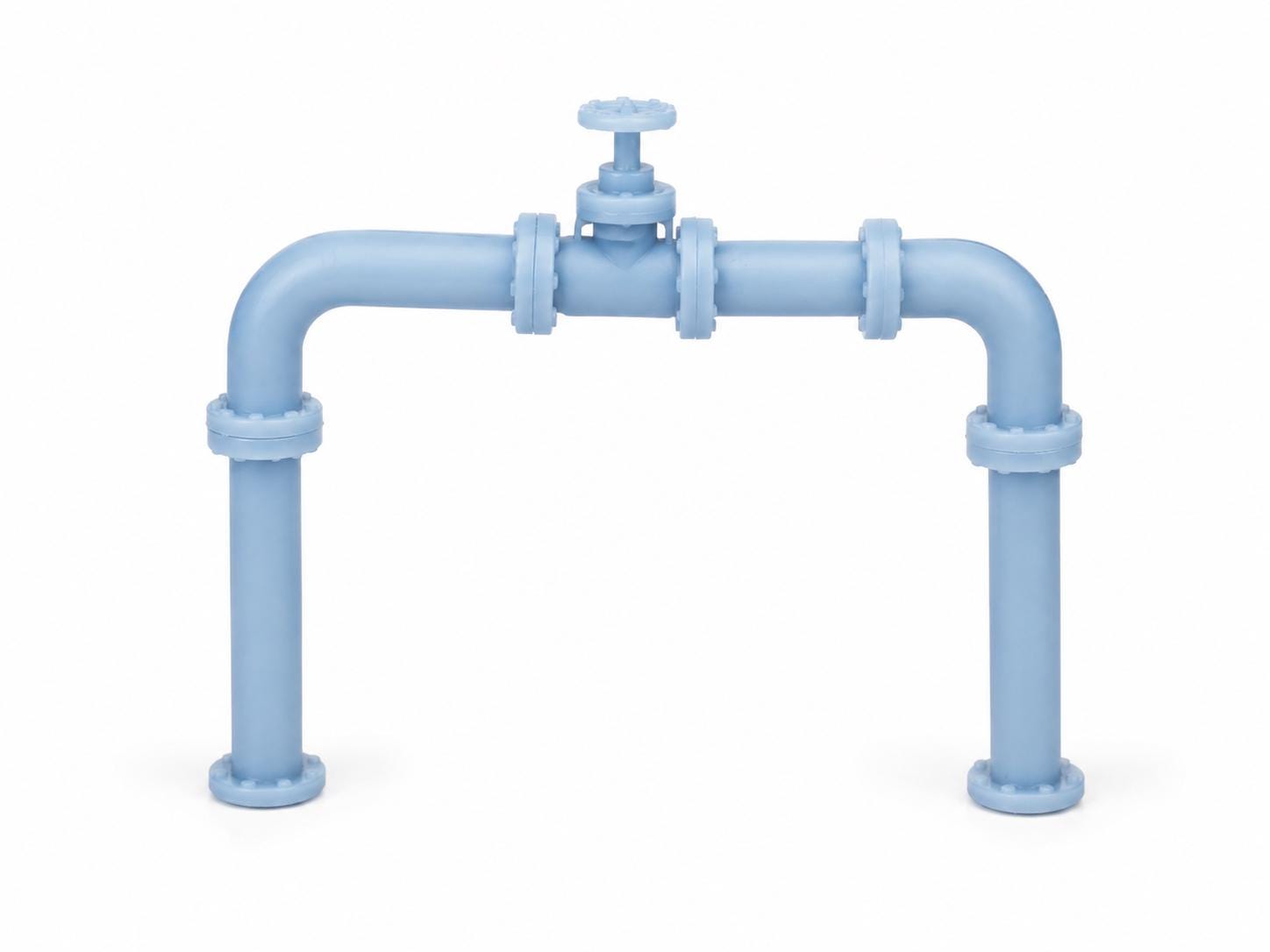 Industrial Water Pipe Set – 1:24 Scale Miniature 4-inch Utility Piping & Valve Assembly - MstrcrftMinis - 1387