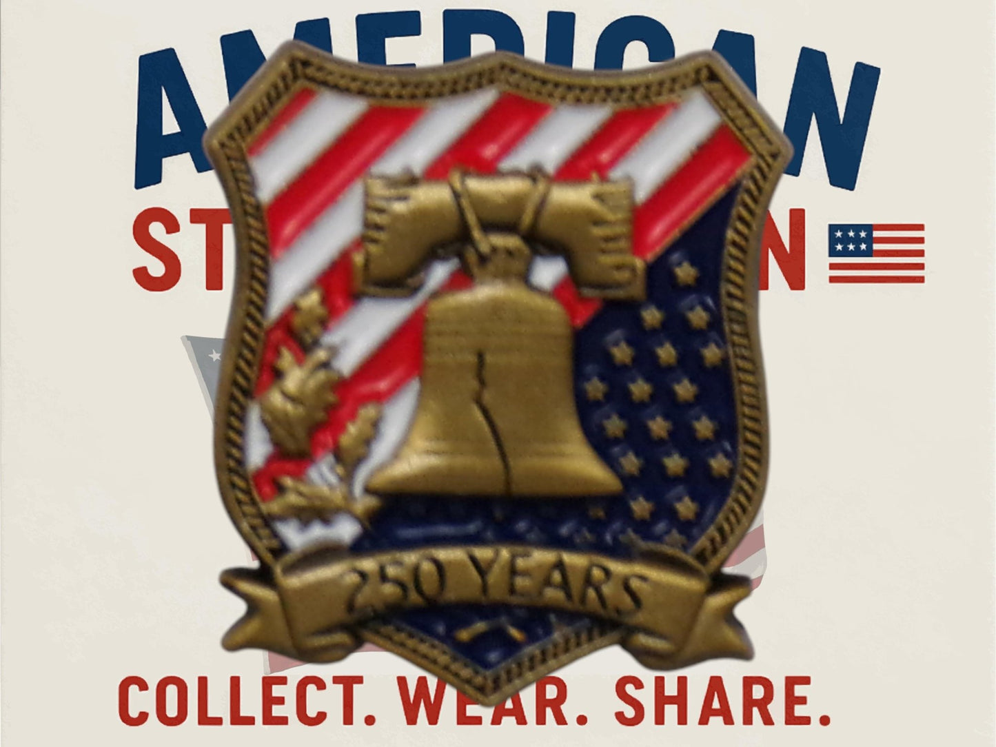 Liberty Bell & Shield Enamel Pin – America @ 250 – Show Your Patriotic Spirit - MstrcrftMinis - 1341-250-2