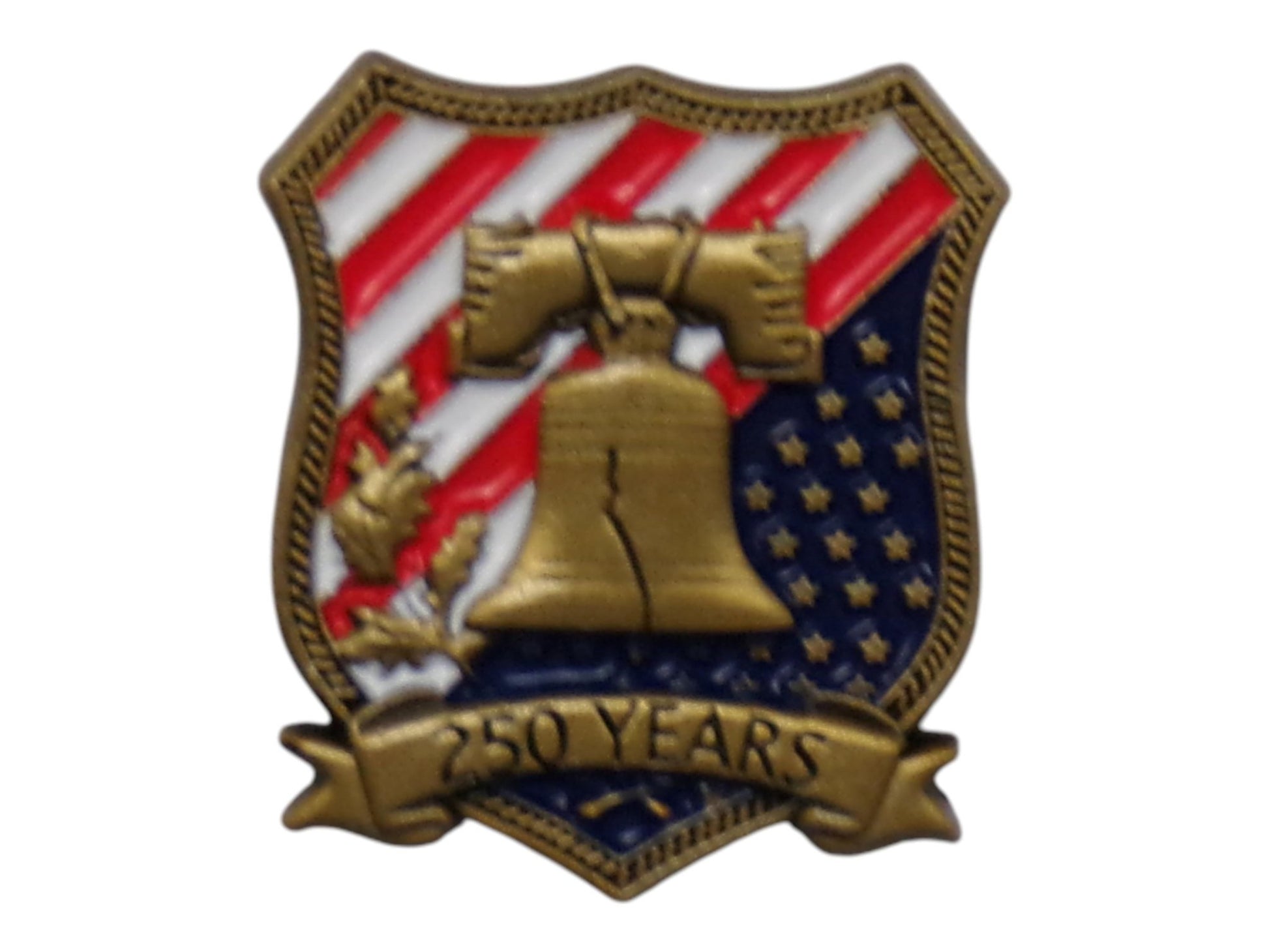 Liberty Bell & Shield Enamel Pin – America @ 250 – Show Your Patriotic Spirit - MstrcrftMinis - 1341-250-2
