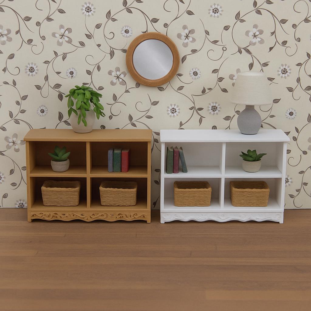 Living Room Shelf – 1:24 Scale Miniature - MstrcrftMinis - 1305