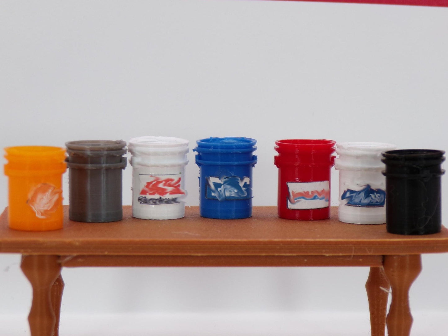Miniature 5 - Gallon Buckets – 1:24 Scale - Workshop, Garage or Industrial - 1:25 Scale and G Scale Compatible - MstrcrftMinis - 1198