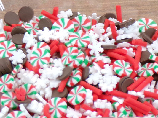 Mint Sparkles and Choclate Mix - Polymer Clay Confetti - Slime, Craft, Decoden, or Resin Supplies - MstrcrftMinis - 1135