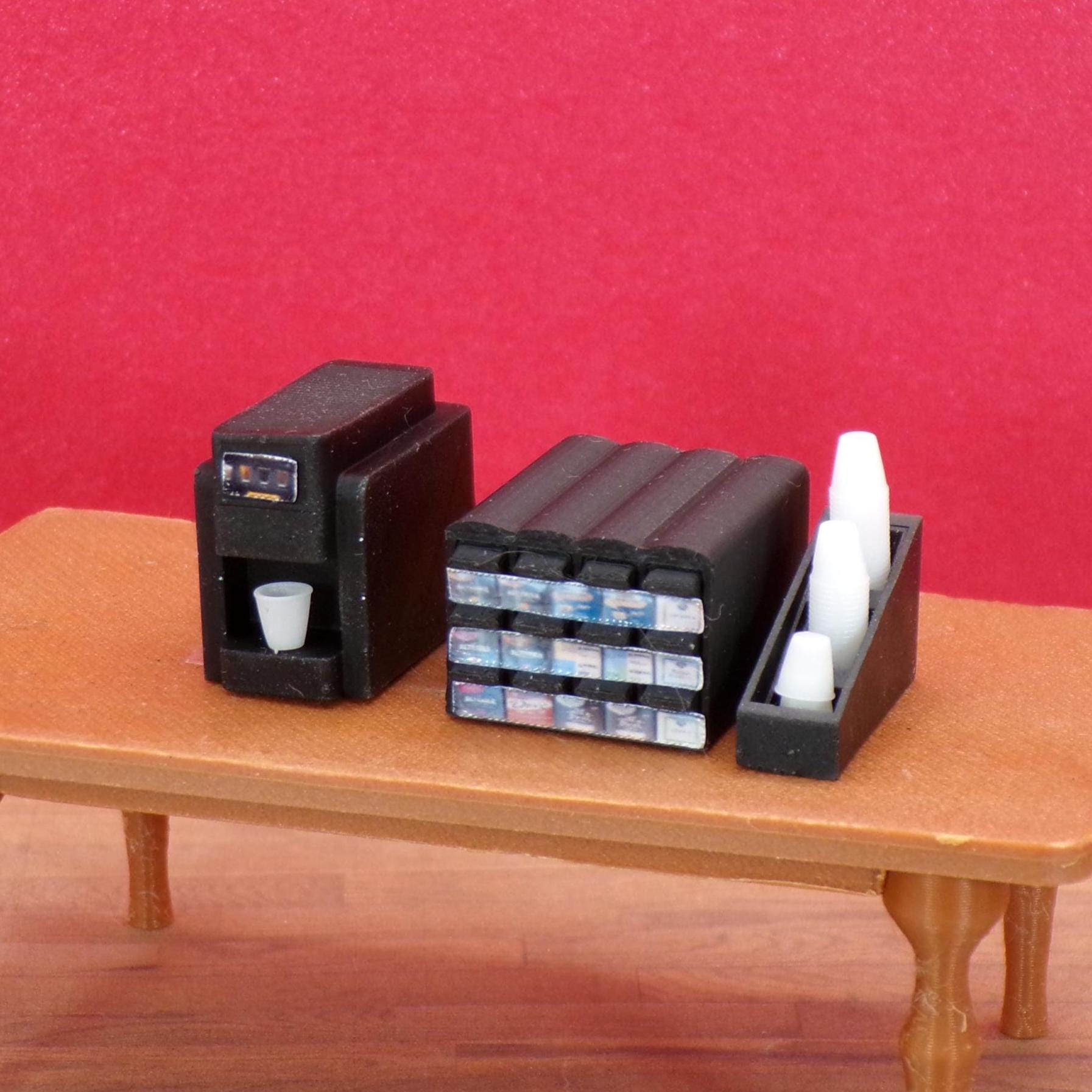 Office Coffee Machine Set – 1:24 Scale Miniature Coffee Station with Cups & Supplies - MstrcrftMinis - 1385