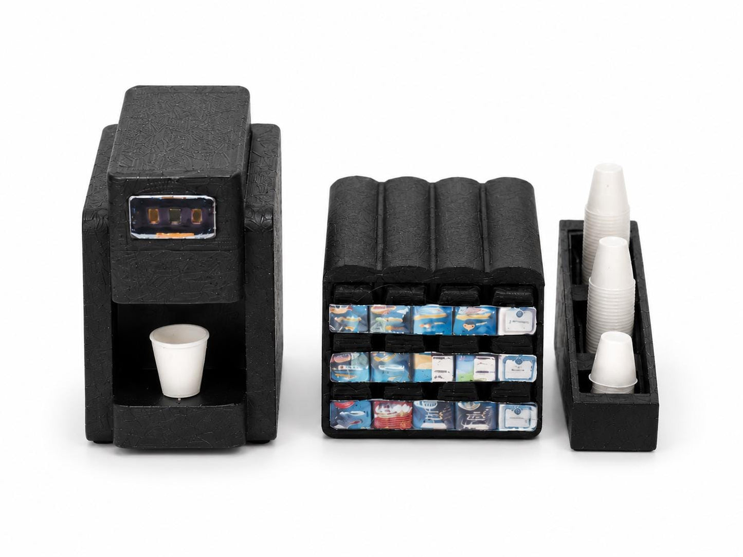 Office Coffee Machine Set – 1:24 Scale Miniature Coffee Station with Cups & Supplies - MstrcrftMinis - 1385