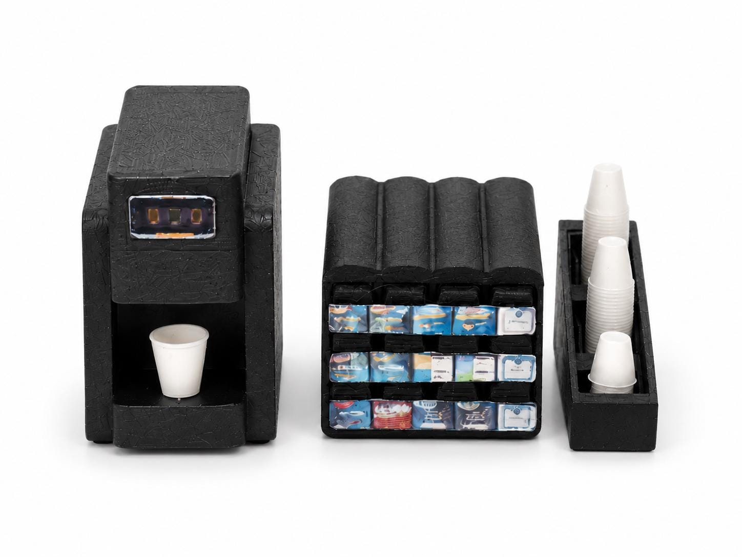 Office Coffee Machine Set – 1:24 Scale Miniature Coffee Station with Cups & Supplies - MstrcrftMinis - 1385