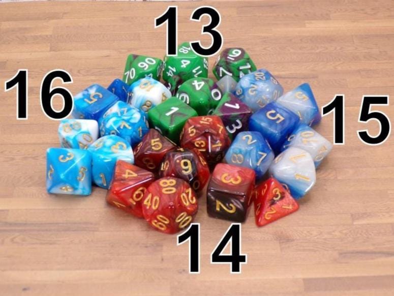 Polyhedral Dice - Great for D&D and TTRPG – Complete 7 - Piece Dice Collections | Fantasy - inspired Lore, Names, and Colors | Makes Great Gifts - MstrcrftMinis - 1260