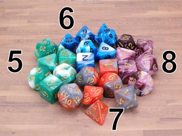 Polyhedral Dice - Great for D&D and TTRPG – Complete 7 - Piece Dice Collections | Fantasy - inspired Lore, Names, and Colors | Makes Great Gifts - MstrcrftMinis - 1260
