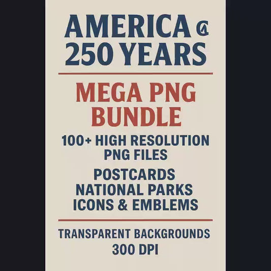 United States 250th Birthday – Mega PNG Bundle (America @ 250 Years) – Celebrate 250 Years of Freedom - 650MB+