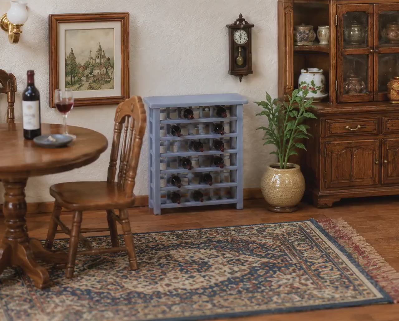 Wine Rack with 10 Wine Bottles – 1:24 Scale Miniature Dollhouse Dining Room Accessory