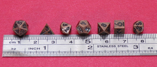 Set of 7 Micro - miniature Metal D&D Polyhedral Dice - Maybe the Smallest Dice Ever. Dungeons and Dragons / Role - Playing Game Dice - MstrcrftMinis - 1143