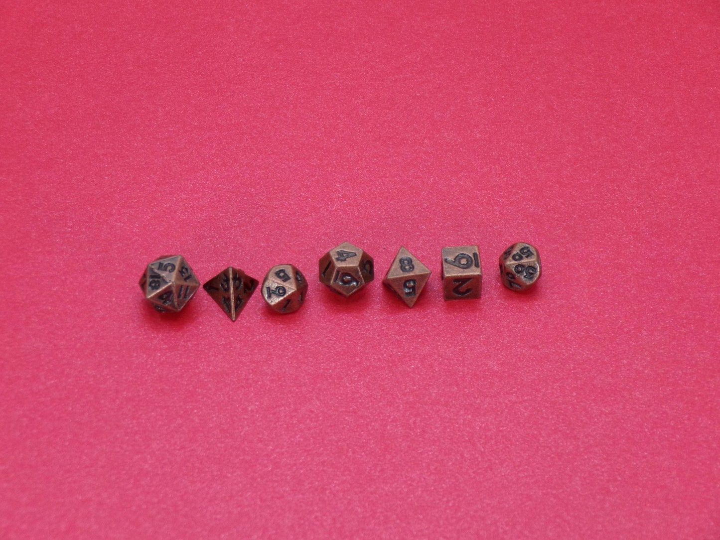 Set of 7 Micro - miniature Metal D&D Polyhedral Dice - Maybe the Smallest Dice Ever. Dungeons and Dragons / Role - Playing Game Dice - MstrcrftMinis - 1143