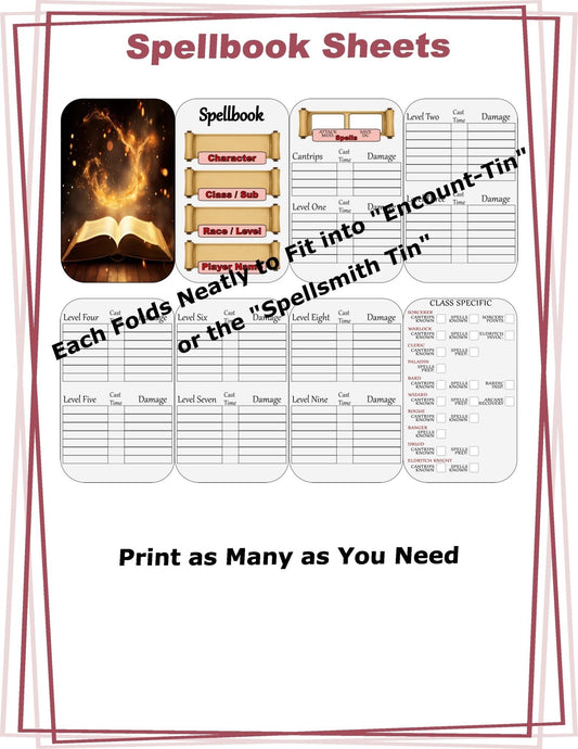 The "Spellsmith's Codex" – Dungeons & Dragons Spellbook Sheets - MstrcrftMinis - 1215 - S