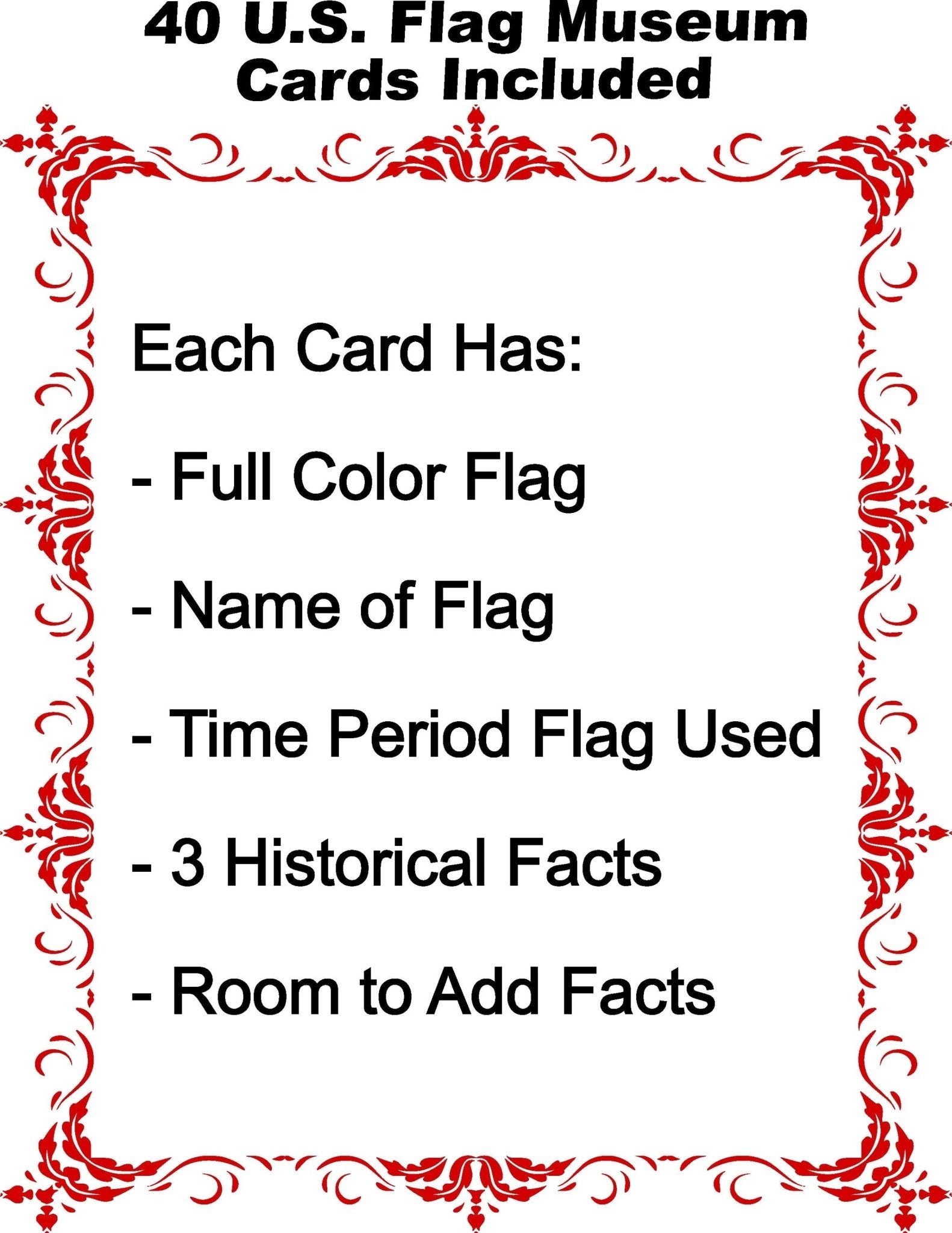 United States Flag Museum Cards – 4x5 Educational Set (40 Cards) - MstrcrftMinis - 1324