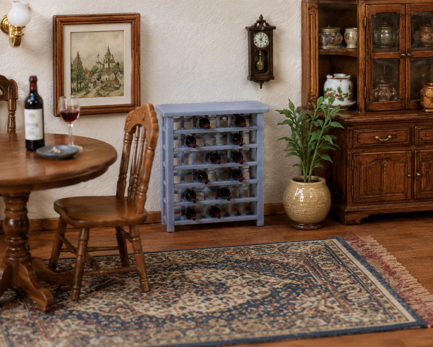 Wine Rack with 10 Wine Bottles – 1:24 Scale Miniature Dollhouse Dining Room Accessory - MstrcrftMinis - 1379
