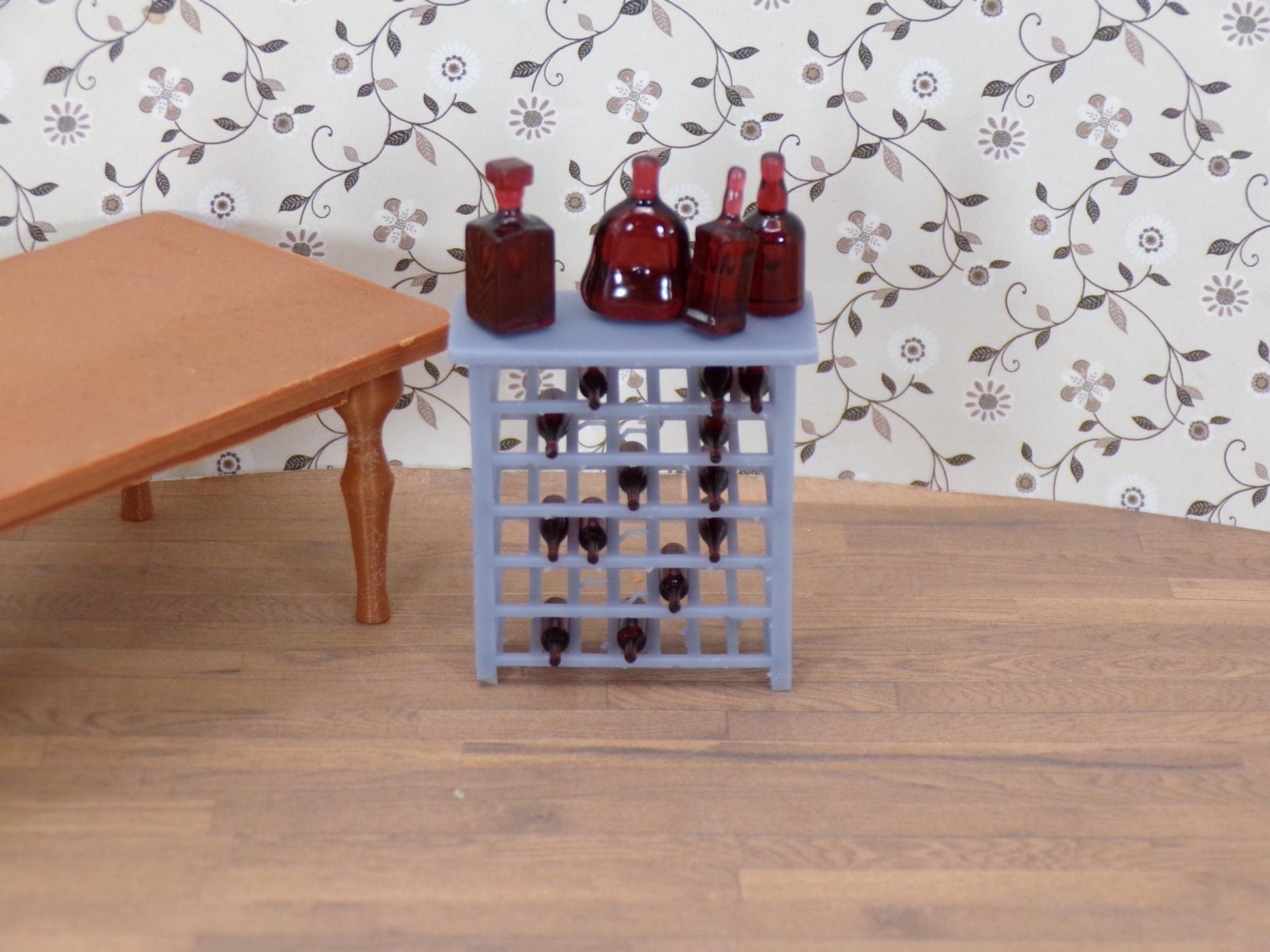 Wine Rack with 10 Wine Bottles – 1:24 Scale Miniature Dollhouse Dining Room Accessory - MstrcrftMinis - 1379